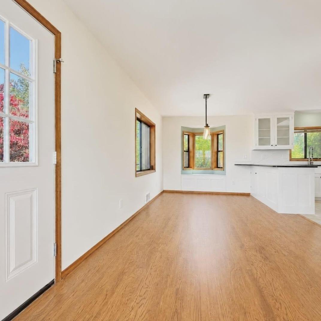 Living and dining area with natural light